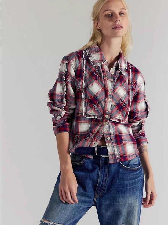 We The Free Tops - We The Free Georgia Plaid Embroidered Button Down NWT